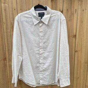 Bonobos Easy Linen Shirt Size XL Linen Cotton Blend Cream Long Sleeve Button Up